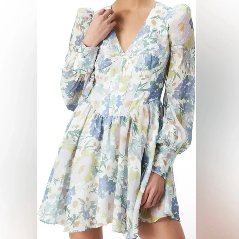 NWT Bardot Dress Zelina Spring Floral Long Sleeve Minidress Size XL / US 10